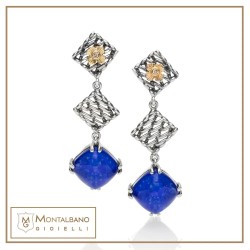 Orecchini Medievale piramide blu
